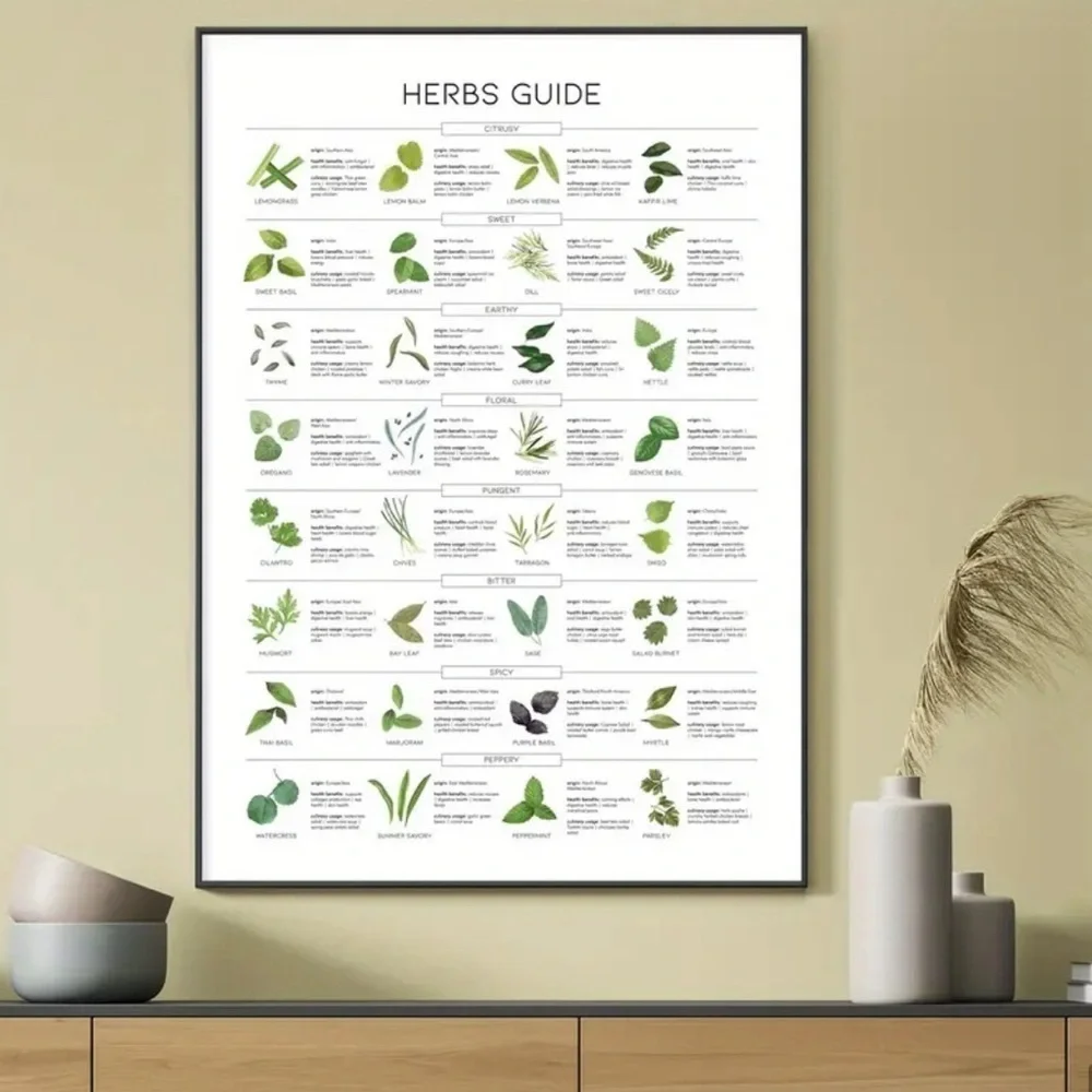 Educational Culinary Herbs Guide Canvas Print unframed ✨✨💕